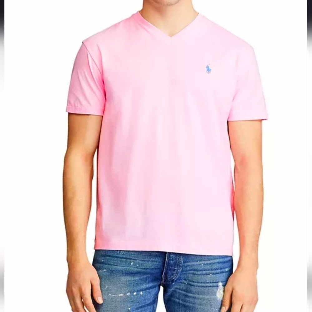 Ralph Lauren Polo 100% Cotton Pink V-Neck Sz L